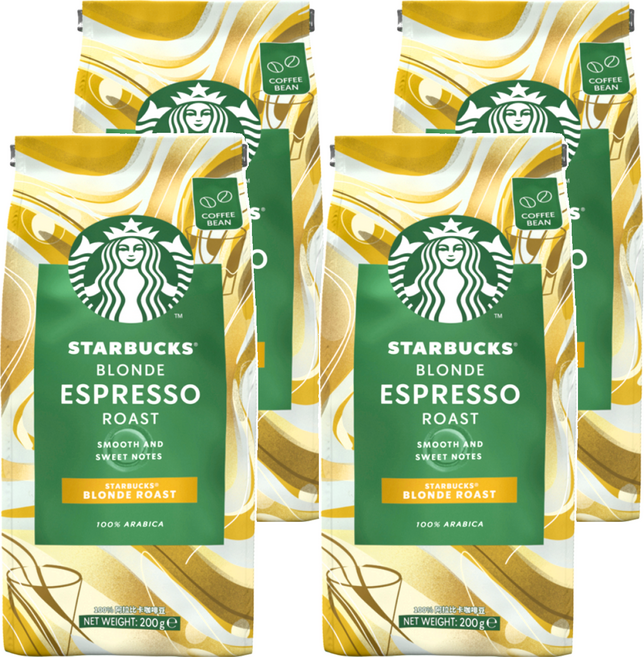 STARBUCKS 星巴克 黃金烘焙咖啡豆, 未研磨, 200g, 4包
