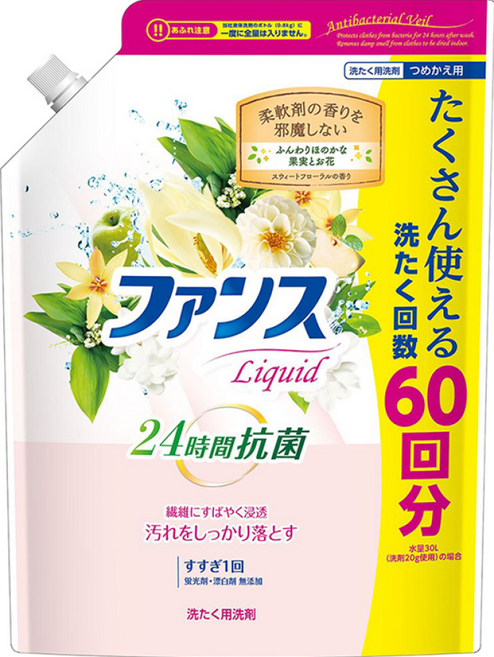 第一石鹼 抗菌洗衣精 補充包 花果香, 1.2kg, 1包