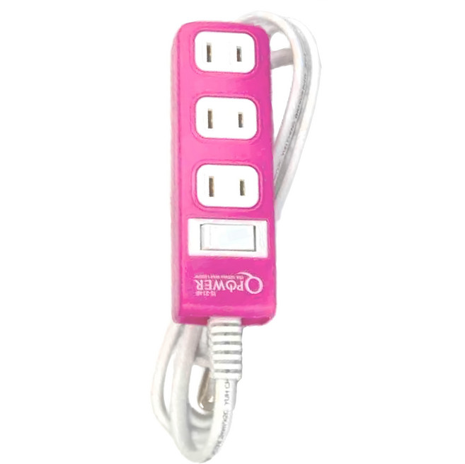 Tyson 太順電業 QPOWER 太超值 2孔1開4插延長線插座 TS-214B, 1.2m, 洋紅色, 1條