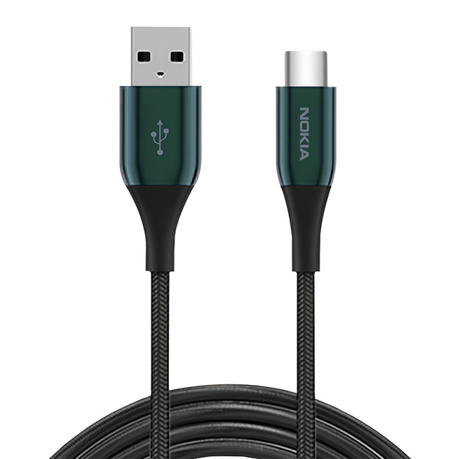 NOKIA 經典3A極速USB-C-USB-C充電線, 1.25m, 夜幕綠, 1條