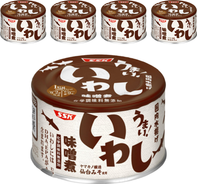 SSK 清水食品 沙丁魚罐頭 味噌味, 150g, 5罐