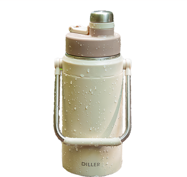 DILLER 迪樂貝爾 316不鏽鋼提把保溫杯, 卡其色, 1.6L, 1個