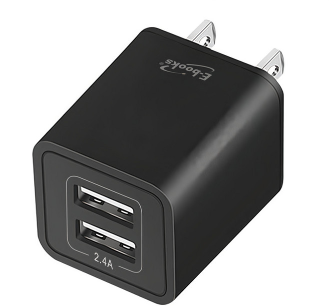 E-books B45 2.4A 雙孔 USB 充電器 快速充電 3.3cm 黑色