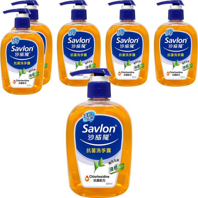 Savlon 沙威隆 台灣公司貨 抗菌洗手露, 280ml, 6瓶