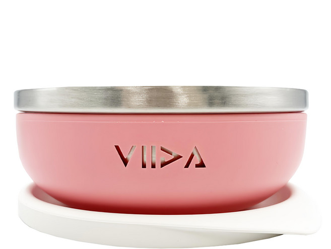 VIIDA Soufflé 304L抗菌不鏽鋼餐碗 430ml, 甜心粉, 1組