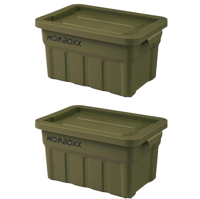 HOMBOXX 工業風高荷重附蓋收納箱 小型款 2L, 軍規綠, 2個