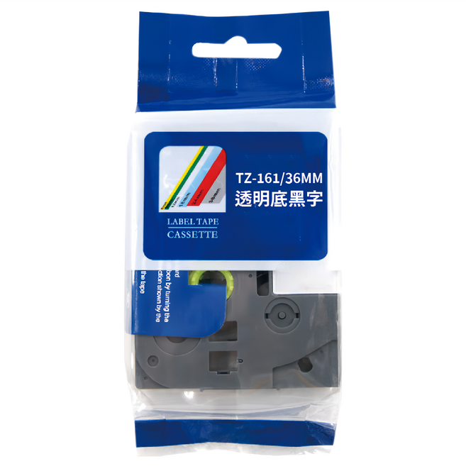 NEXTPAGE 台灣榮工 相容 護貝標籤帶 TZ-161 Brother 標籤機適用, 透明底黑字, 36mm