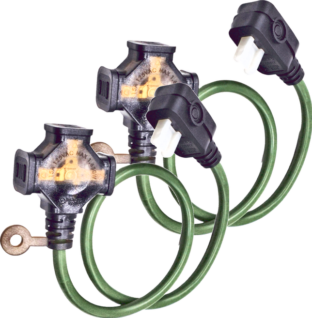PowerWork 動力工廠 1對3座耐熱動力軟線, 0.6m, 軍綠色, 2條
