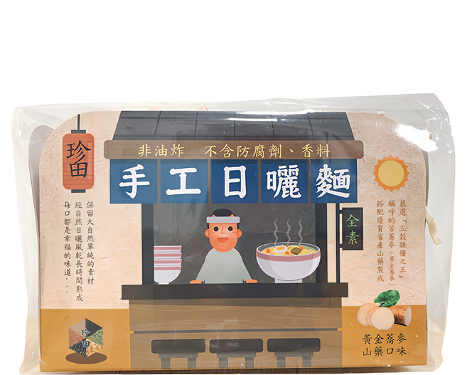 珍田生機 手工日曬麵 黃金蕎麥山藥口味, 600g, 1包