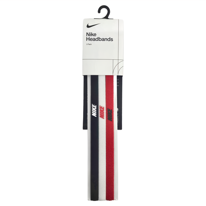 NIKE 耐吉 ELASTIC 髮帶 3PK 3個, 黑色 + 白色 + 紅色, 1組