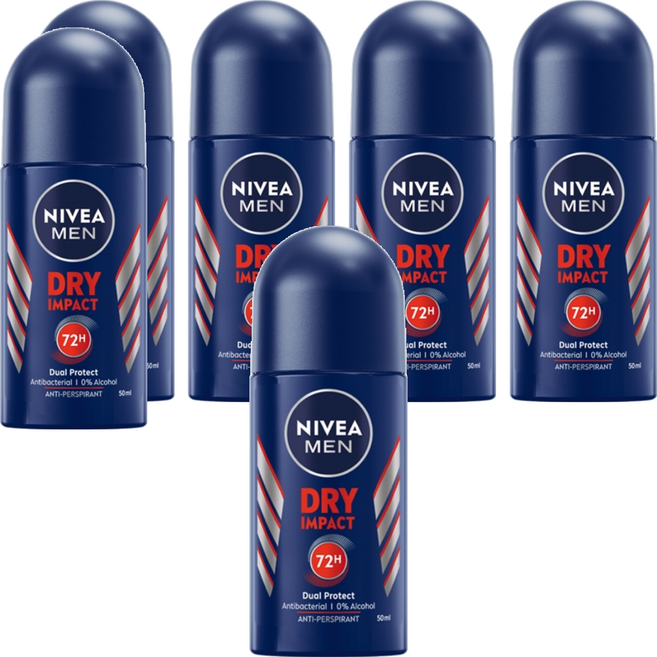 NIVEA 妮維雅 MEN 台灣公司貨 男士止汗爽身乳液 乾適活力, 50ml, 6瓶