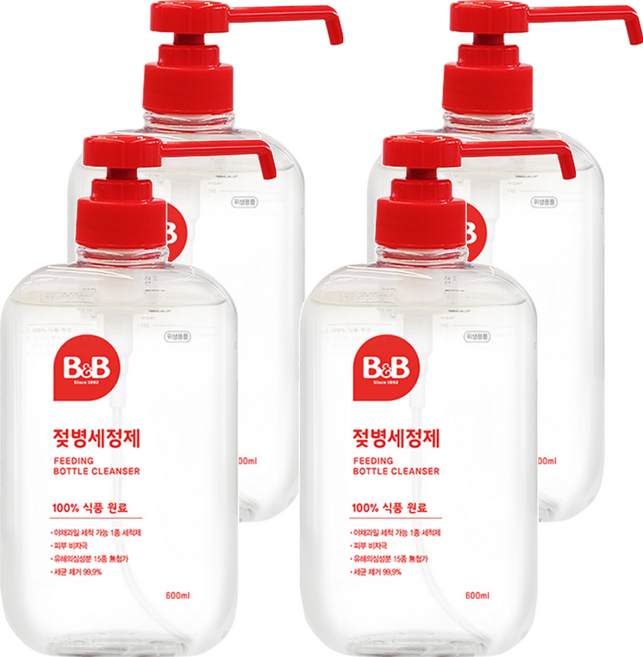 B&B 奶瓶清潔液, 600ml, 4瓶