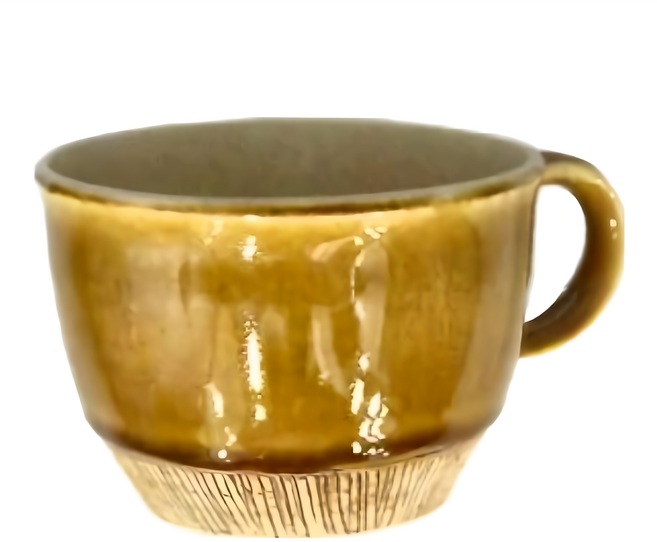 日本 美濃燒 梳子刻紋大馬克杯 10.8 x 8cm, 琥珀, 1個
