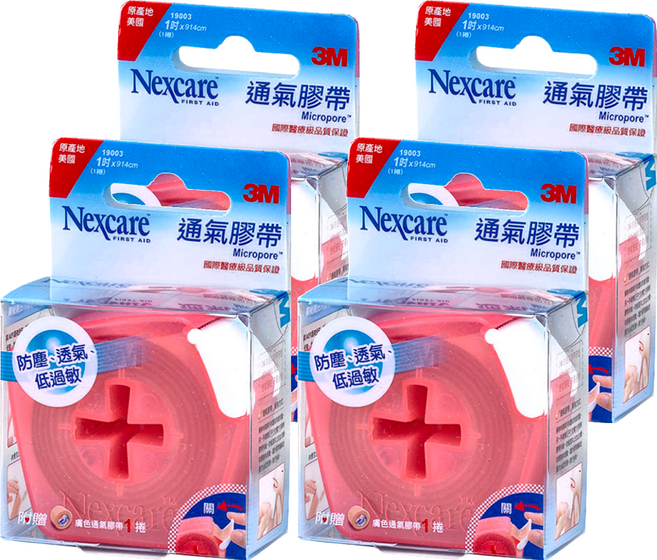 3M Nexcare 膚色通氣膠帶1吋貼心即用包, 4個