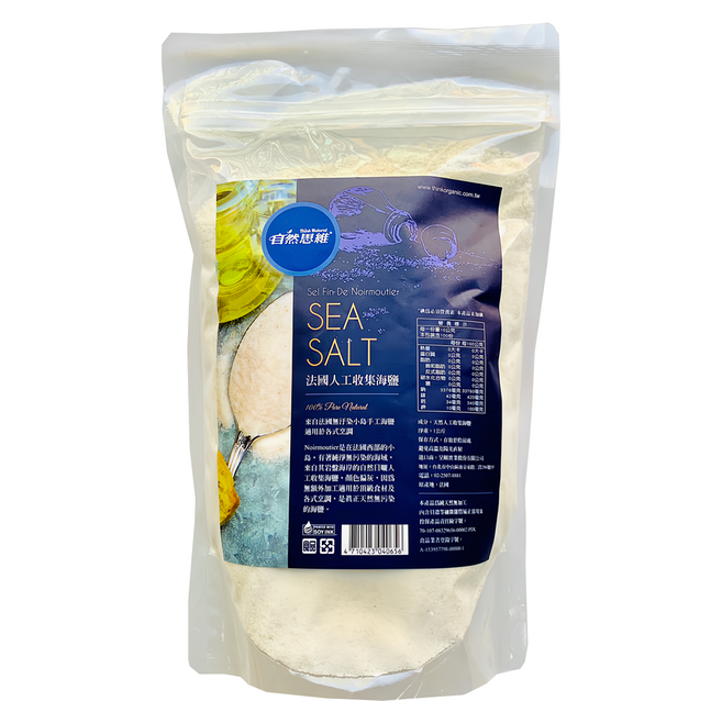 自然思維 法國人工收集海鹽, 1000g, 1包