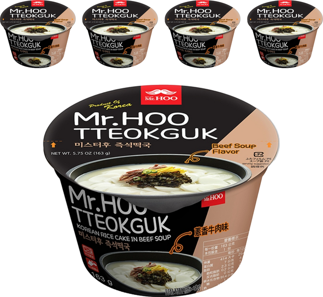 Mr.HOO 韓式年糕湯 蔥香牛肉味, 163g, 5入