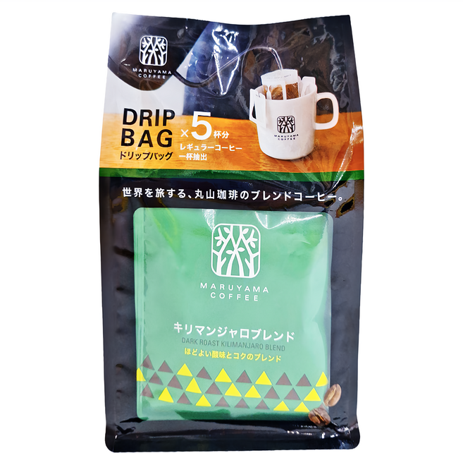 MARUYAMA COFFEE 丸山珈琲 吉力馬札羅濾泡咖啡 深焙, 9g, 5包, 1袋