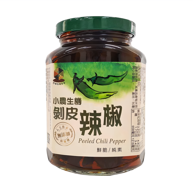 珍田生機 小農生機 剝皮辣椒, 1罐, 350g