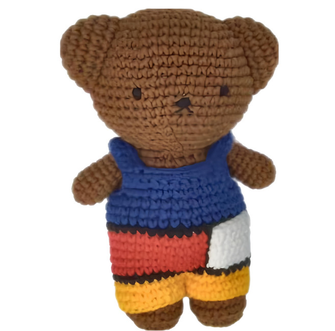 just dutch BORIS手工編織玩偶 5328062BO, 19cm, 蒙德里安 棕色, 1個