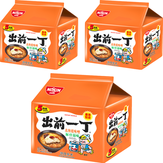 NISSIN 日清 出前一丁 北海道味噌豚骨湯麵 橘 100g, 15包