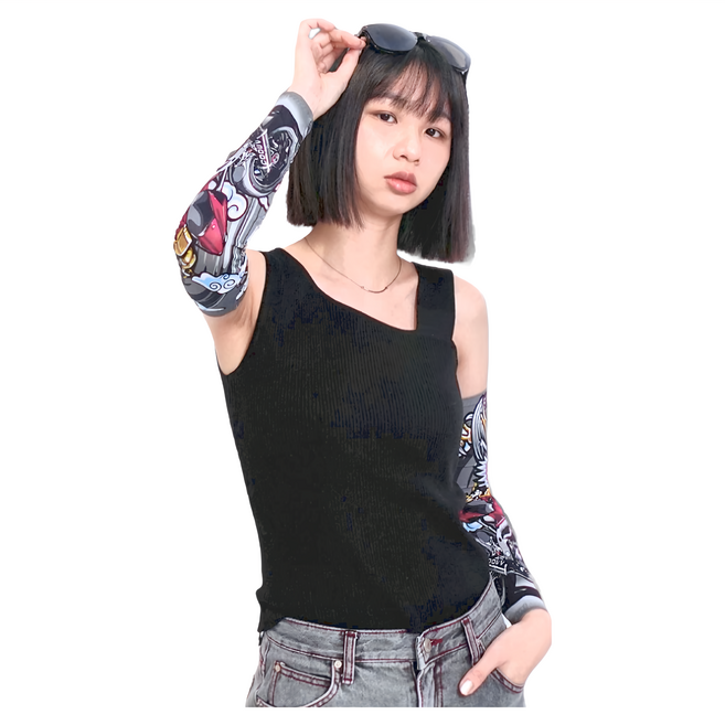 MEGA JAPAN 男女通用 抗UV涼感圖騰袖套