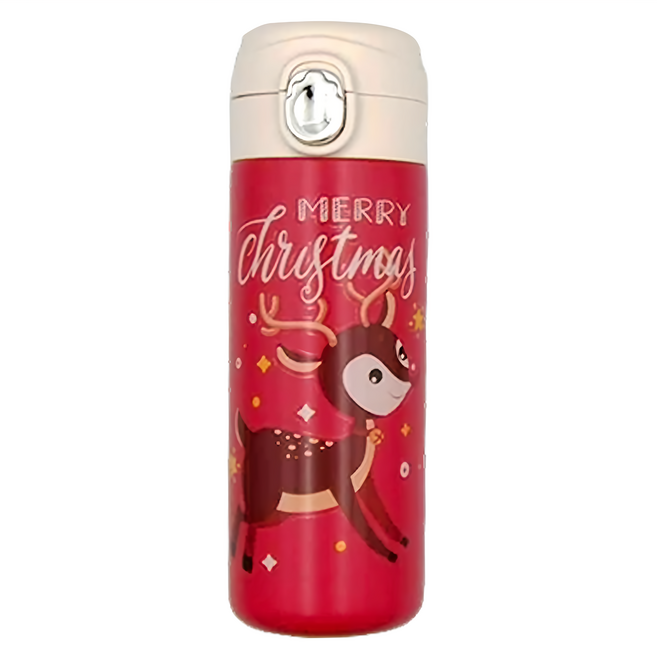 聖誕保溫杯, 紅色小鹿, 400ml, 1個