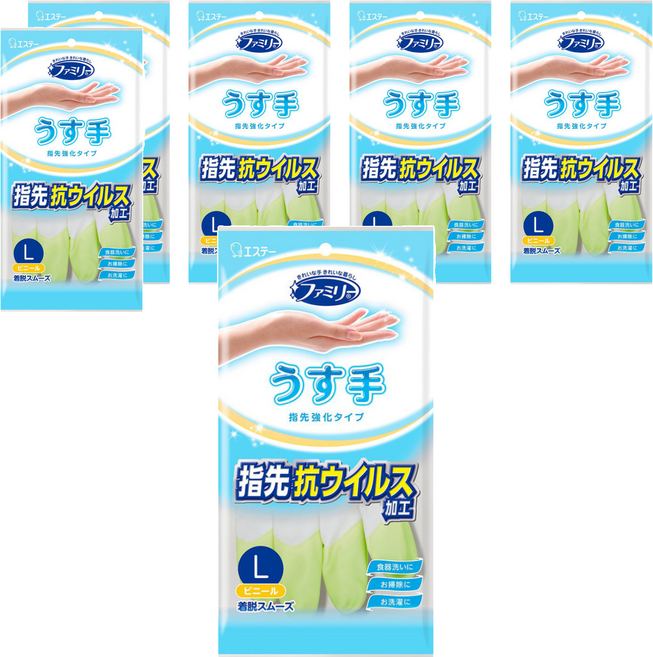 ST 雞仔牌 指尖強化手套 薄型, 綠色, 大(L), 6雙