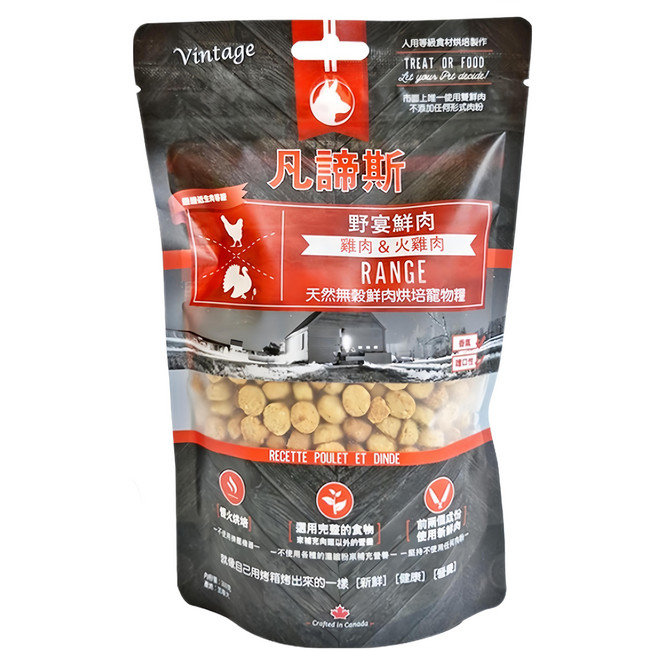 Vintage 凡諦斯 天然無穀鮮肉烘培寵物糧 全年齡犬種適用, 雞肉 + 火雞肉, 300g, 1包