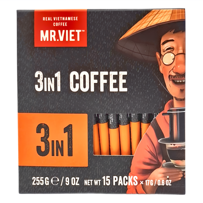 MR.VIET 三合一即溶咖啡粉, 17g, 15條, 1盒