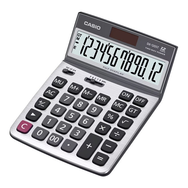 CASIO 卡西歐 計算機 DX-120ST, 銀色, 1個