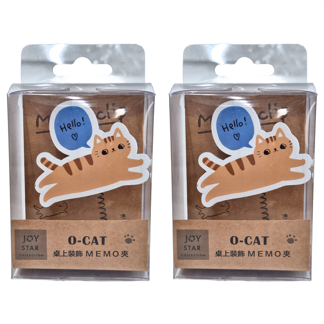 JOY STAR 九達 O Cat 桌上裝飾 memo夾 JC-13C, 奶茶貓 棕色, 2個