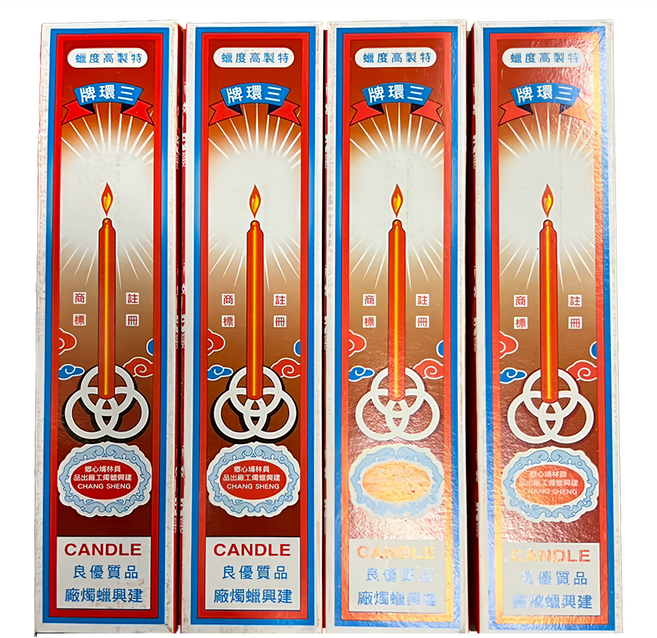 三花牌 3號紅蠟燭 傳統祭祀 4盒 6支 110g 石蠟