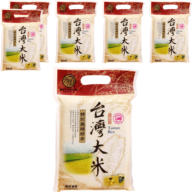 RICE HOUSE 米屋 台灣大米, 1kg, 6包, CNS 一等