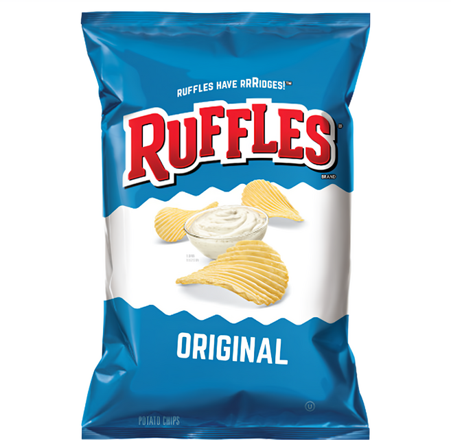 RUFFLES 波樂 洋芋片-原味 美國原裝進口 鮮新洋芋厚片切片波浪造型, 184.2g, 1包
