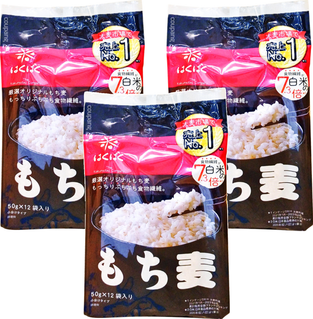 Hakubaku 黃金糯麥, 3袋, 600g