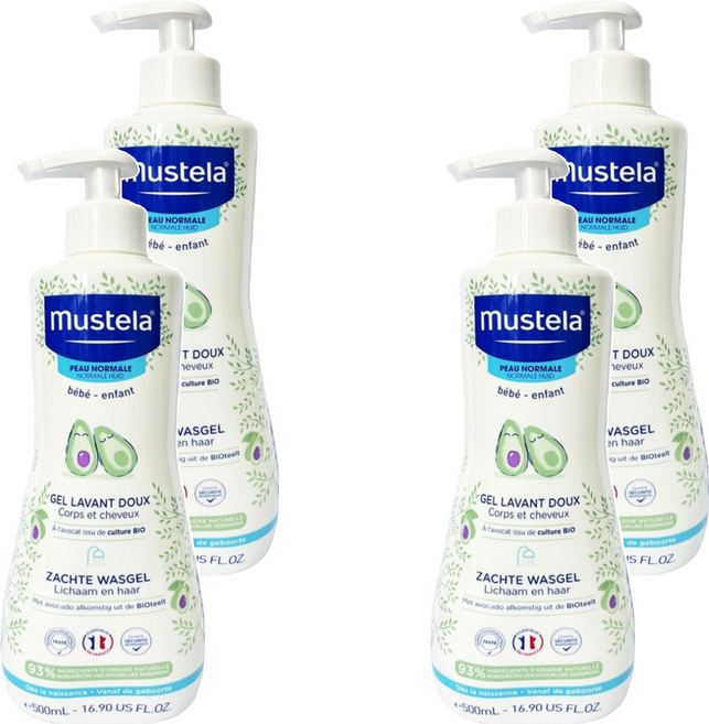 mustela 慕之恬廊 嬰兒洗髮沐浴雙潔乳, 500ml, 4瓶