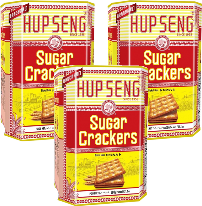 HUP SENG 滿足感 甜味蘇打餅, 600g, 3桶