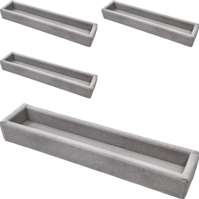 MUJI 無印良品 灰絨內盒 小物用 可對應壓克力項鍊耳環收納 左右對開型 16.7 x 3.7 x 2cm, 灰色, 4個