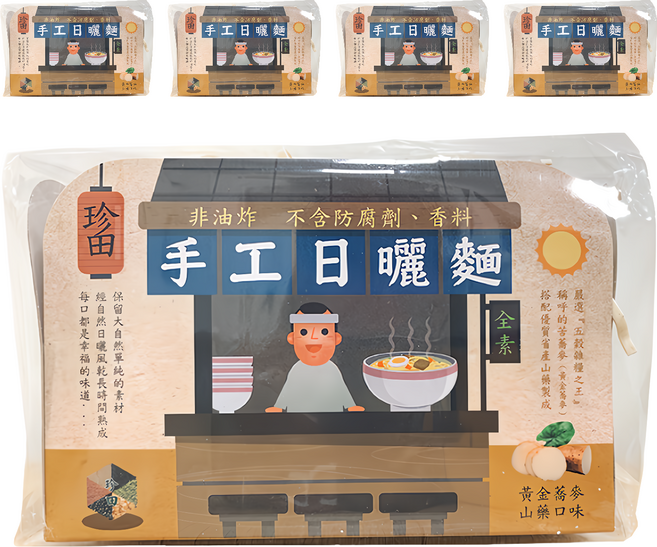 珍田生機 手工日曬麵 黃金蕎麥山藥口味, 600g, 5包