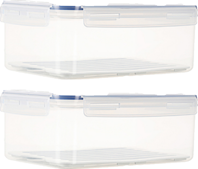 KEYWAY 聯府 優鮮長型保鮮盒 3.4L (容器 + 蓋子 + 瀝水隔板), 2組, 容器 + 蓋子 + 瀝水隔板