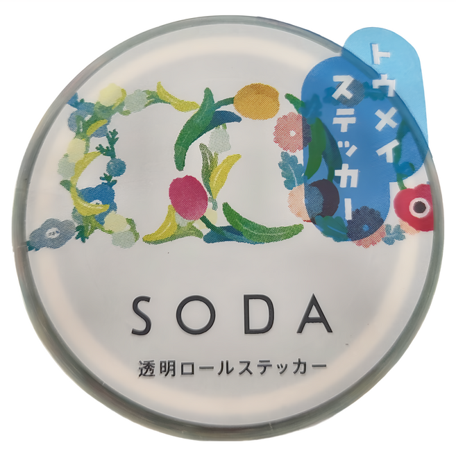 KING JIM HITOTOKI SODA 透明PET卷狀膠帶 單張貼紙款 20mm, 花環, 1個