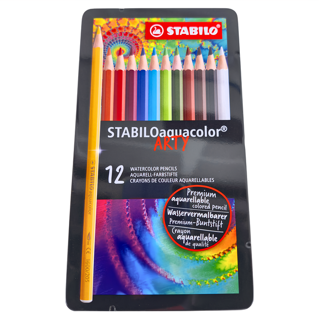 STABILO 思筆樂 水彩樂色鉛筆鐵盒 ST1612-5, 12色, 1盒
