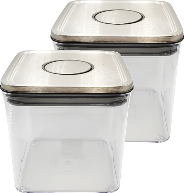 OXO POP 不鏽鋼按壓保鮮盒 2.6L, 2組, 1個容器 + 1個蓋子