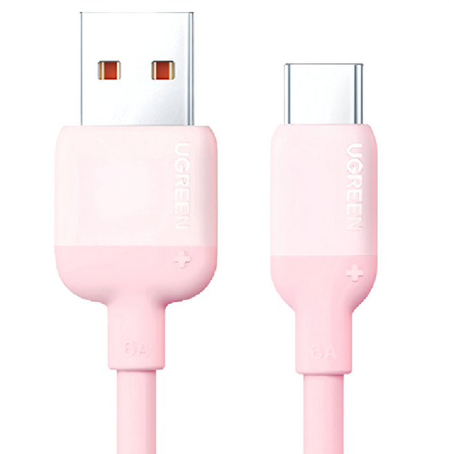 UGREEN 綠聯 USB-A 2.0 to USB-C 快充傳輸線, 1.5m, 櫻花粉, 1條