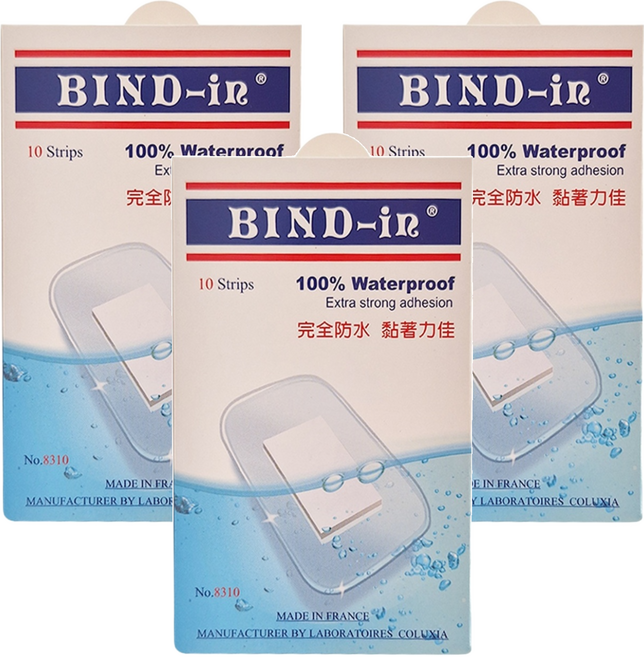 BIND-in 絆多 那柏瑞特可盧雅 100%防水膠布 大片型, 10片, 3盒
