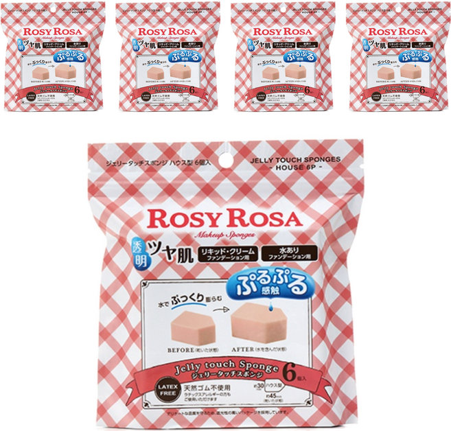 ROSY ROSA 果凍感低敏粉撲 6入, 五角形N, 5包