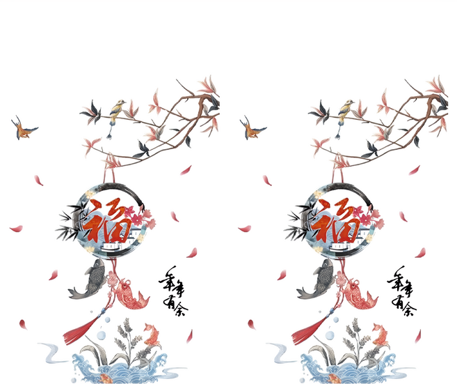 chinese style系列 壁貼 2張, 多色