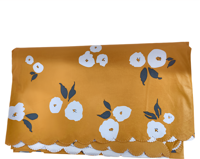 Homely Zakka 北歐繁花印花桌巾 梔子花 180 x 140cm 防水防油 好清理免洗 餐桌布 長桌巾 桌墊 茶几布 1個
