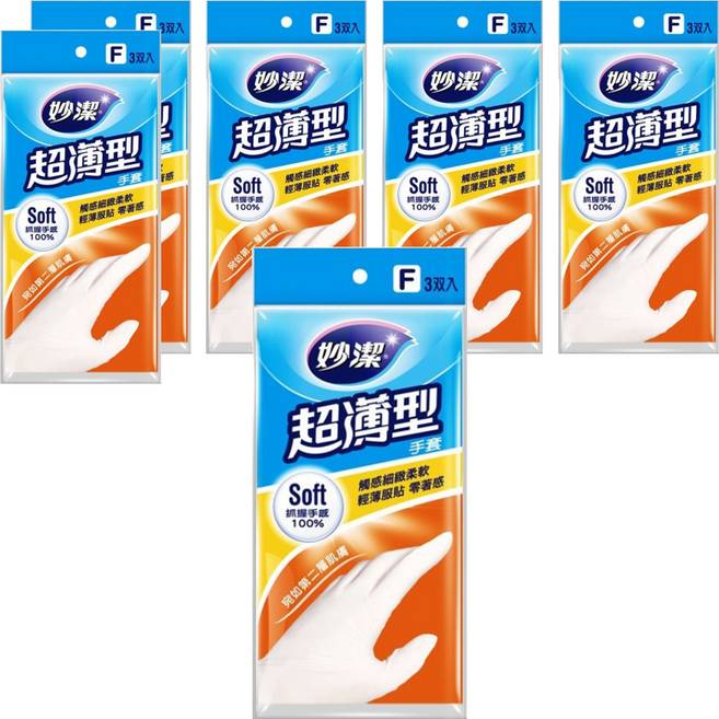 妙潔 超薄型手套, 3雙, 6包