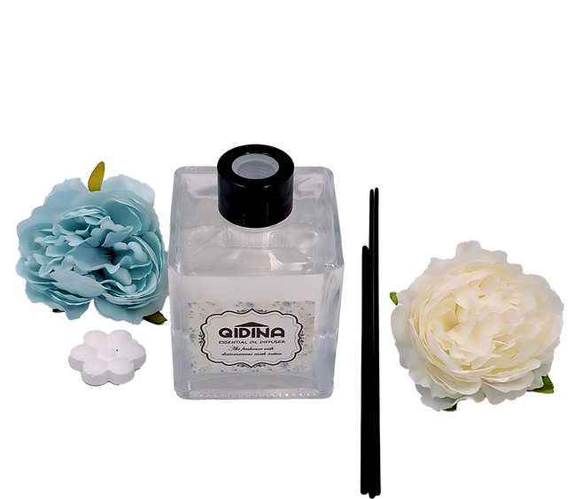 QIDINA 奇蒂娜 花香盛開珪藻土香氛擴香瓶, 絲絨玫瑰, 1瓶, 200ml